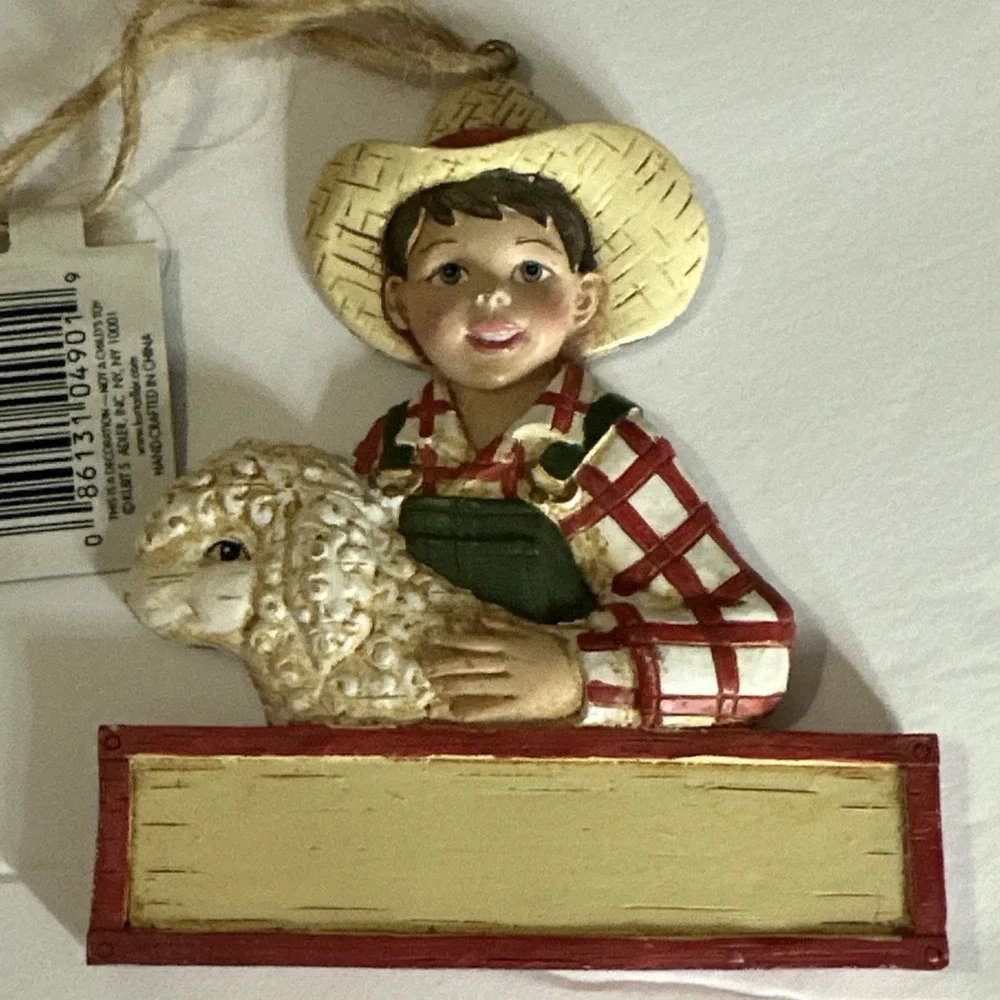 Kurt S. Adler 4-H‎ Farm Animals Boy Holding Sheep Christmas Ornament Gift
